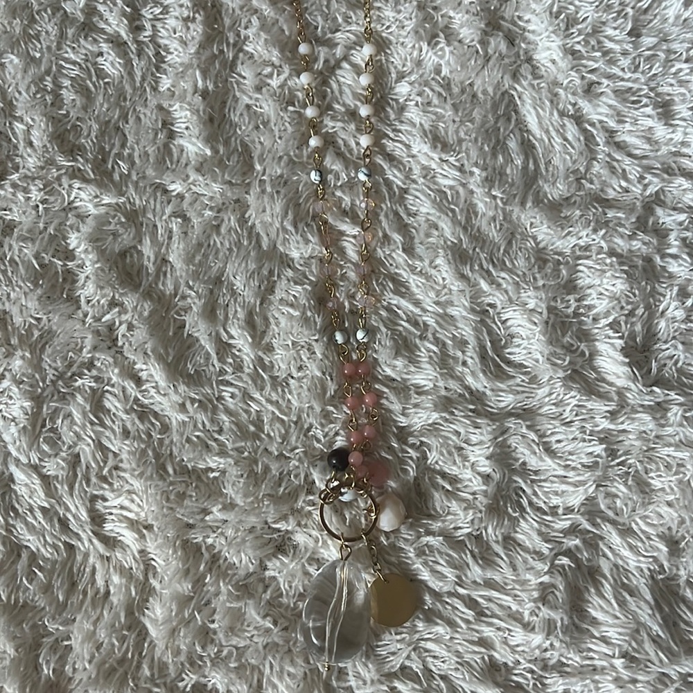 long gold beaded necklace